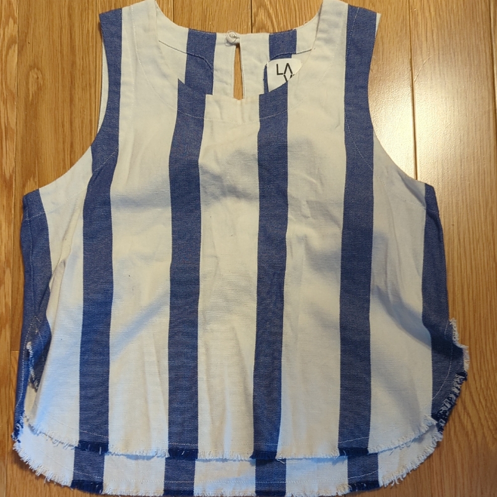 Blue and White Striped Tank Top